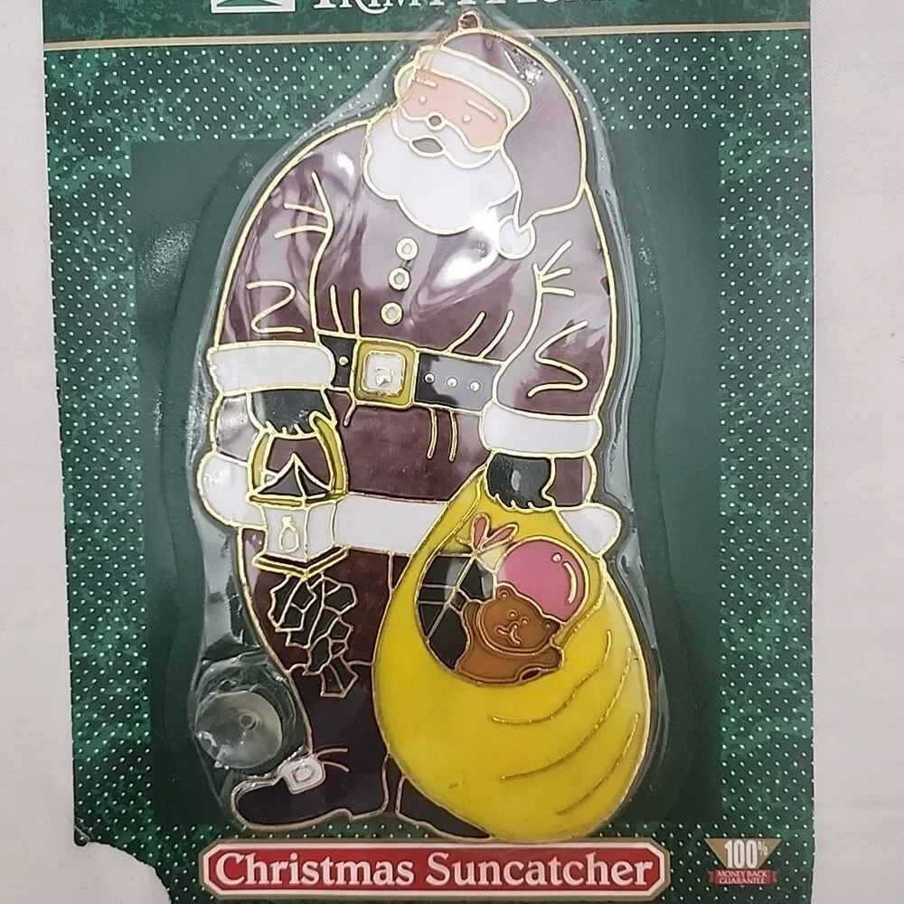 Vintage Trim A Home Christmas Santa Clause Window Suncatcher w/ Suction Cup NEW